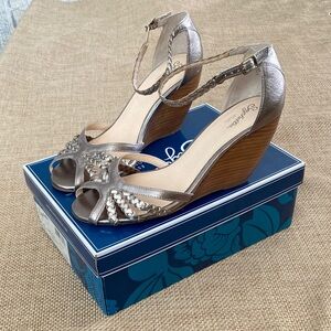 Seychelles Metallic Silver-Bronze Like a lady Braided Wedge Sandals size 11